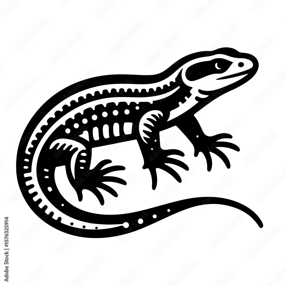 Fototapeta premium Minimalist Lizard Crawling