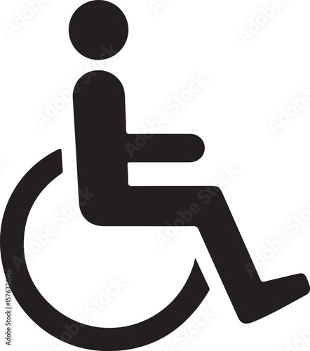 A disabled parking sign shows a person in a wheelchair, symbolizing accessibility for handicapped individuals