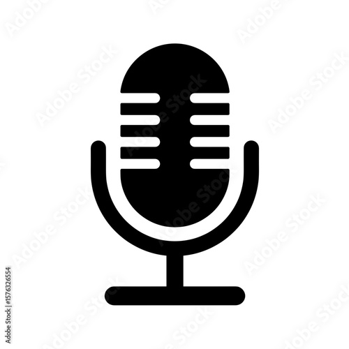 Black microphone icon on white background  
