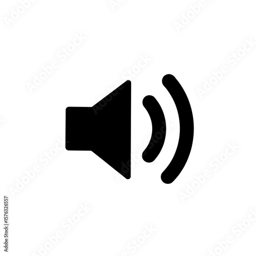 Sound icon with speaker and sound waves in black design  