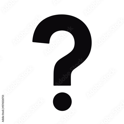 Black question mark icon on white background  