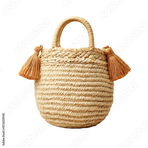 Wallpaper Mural Handwoven Handbag Elegance: A beautifully crafted handbag, meticulously woven with natural fibers, embodies the essence of rustic charm and timeless style, the bag is a symphony of texture and form. Torontodigital.ca