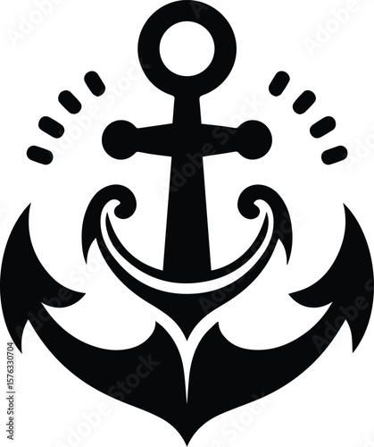 Anchor Vector Icon – Nautical Maritime Symbol in Bold Black Silhouette Design
