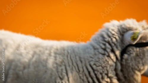 Funny sheep portrait with fashionable sunglasses reflecting a scenic outdoor journey