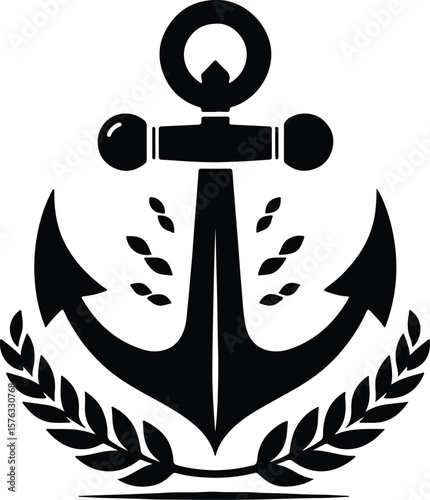 Anchor Vector Icon – Nautical Maritime Symbol in Bold Black Silhouette Design