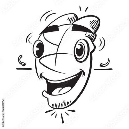 Playful Cartoon Drawing of a Smiling Face with Energy and Cheerfulness