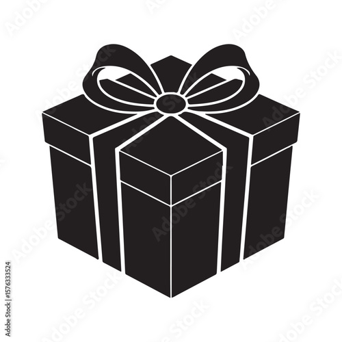 Christmas or New Year’s gift box line icon. Vector Illustration on white background