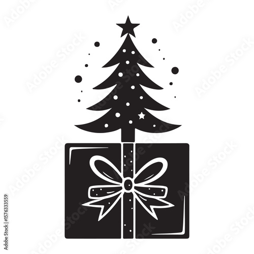 Christmas-Tree Vector Illustration, Art icon of christmas sign and symbol