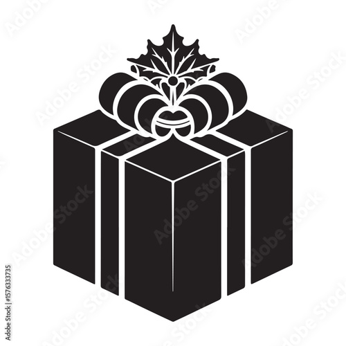 Gift box with snowflake icon. Gift present surprise