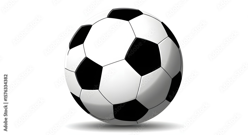 Fototapeta premium Black and white leather soccer balls, isolated spheres for sport and game play