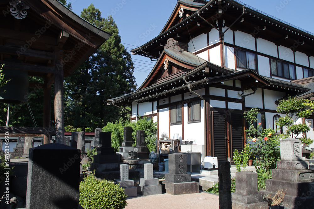 Fototapeta premium buddhist (?) temple and cmetery (?) in yamagata in japan