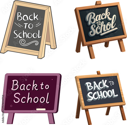 Back to School Blackboard Vector – Wooden Frame Chalkboard Sign. 