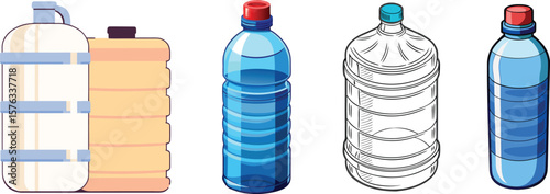 3D Vector Plastic Water Bottle – Realistic Transparent Bottle Design. 