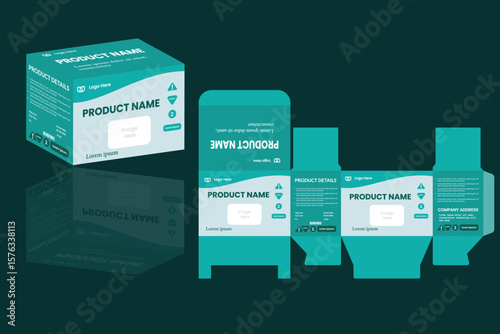 Modern product packaging design, hand gloves Box packaging, Medicine Packaging Box Design. Cosmetics Package, box Design. Packaging template for medicine, cut the carton, creams, perfumes, balm.