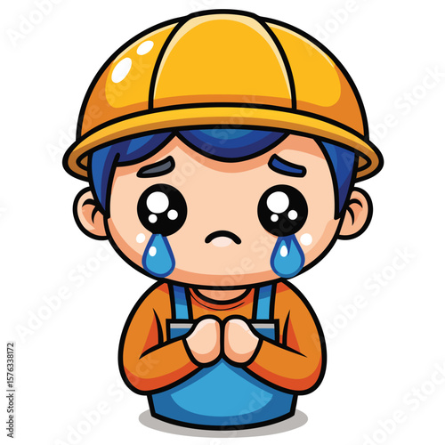 Sad Worker Crying at Work