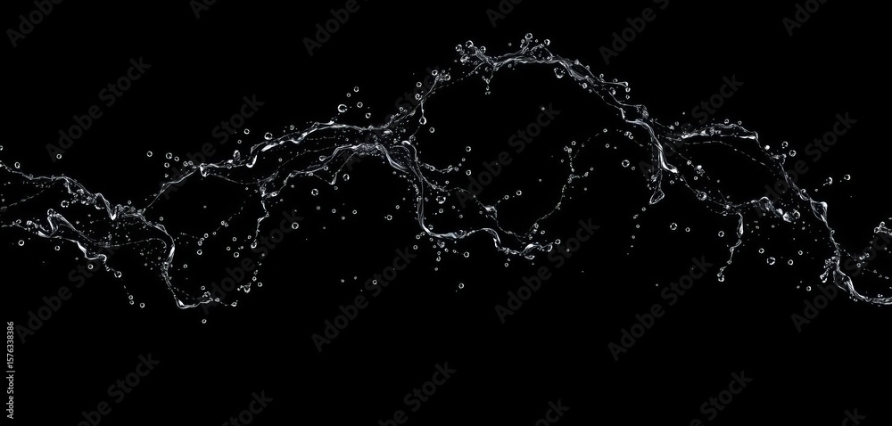 Obraz premium Intricate water spray patterns against a stark black backdrop, power, studio