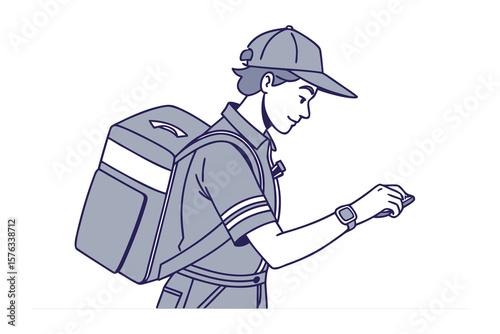 Prompt Delivery: An efficient courier, impeccably dressed and geared up, consults a digital device while ensuring swift and punctual order deliveries. This image symbolizes prompt service.