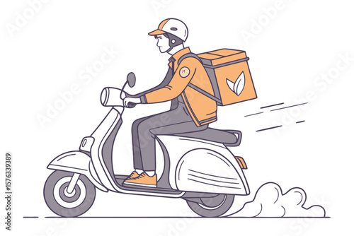 Speedy Courier on Scooter: An image of a swift delivery person zooming through the city streets on a scooter. With his reliable scooter, this courier navigates the city.
