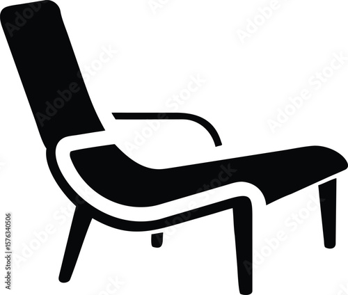 Black Silhouette Modern Lounge Chair Design Comfortable Furniture Icon Simple Armchair Graphic vector