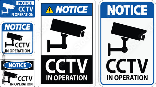 CCTV Security Camera Notice Signs for Surveillance and Safety Awareness