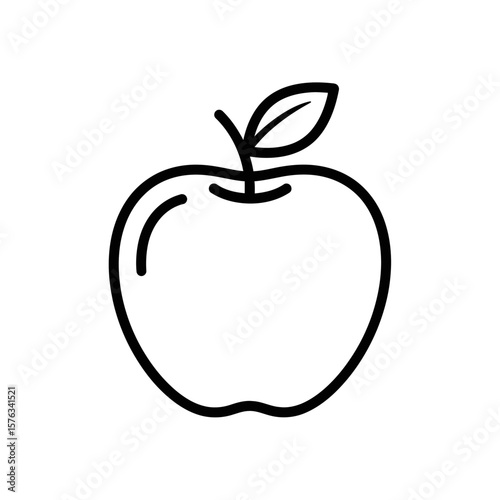 Simple apple outline vector icon representation of fruit  