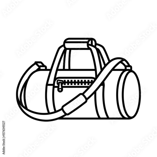 Gym bag icon in minimalist line art style for fitness concept  