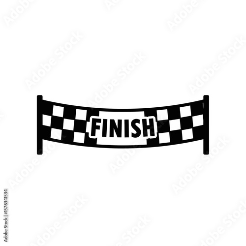Finish line banner with checkered pattern in black and white  