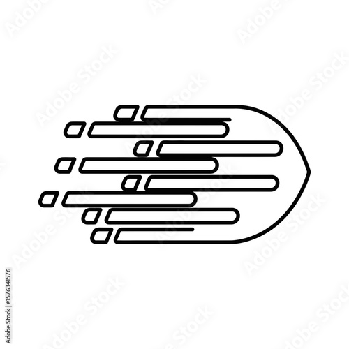 Abstract shape representing speed and motion in vector icon style  
