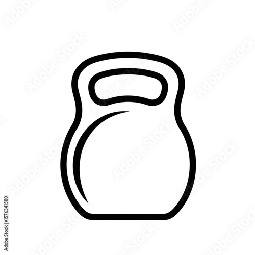 Kettlebell illustration in simple black line drawing style for fitness  