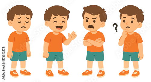 Cute little boy character set