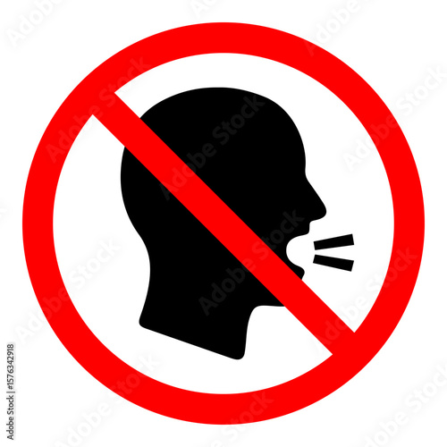 Shouting not allowed icon. No shout prohibition sign symbol on transparent background