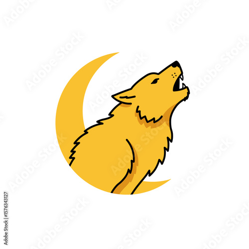 Werewolf Symbol Yellow Flat Icon Clear Halloween Design