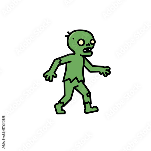 Green Zombie Illustration: Cartoon Undead Character