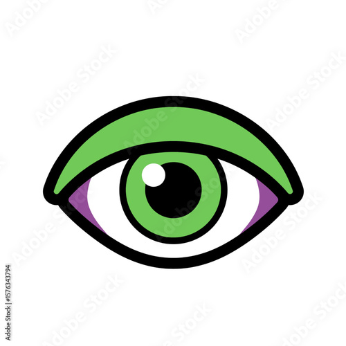 Vibrant Green Eye with Purple Highlights