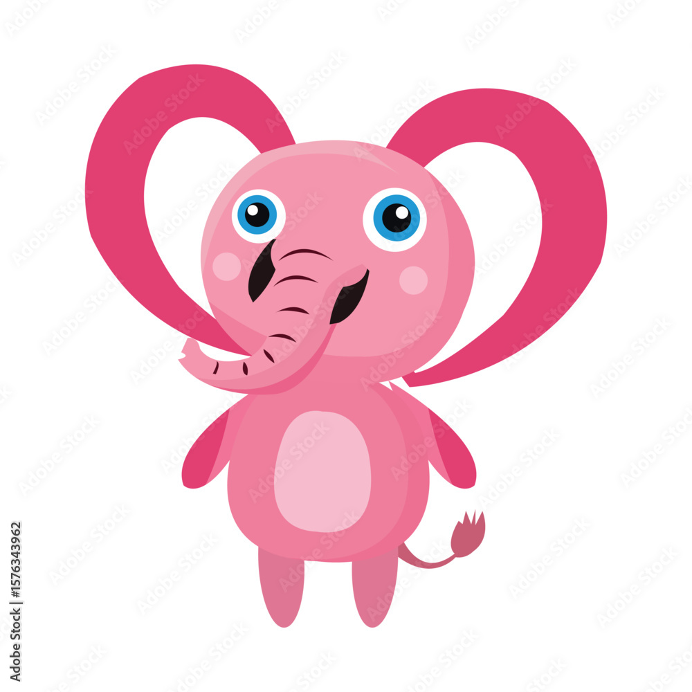 Fototapeta premium Cute Cartoon Elephant Illustration on White Background for Kids and Education