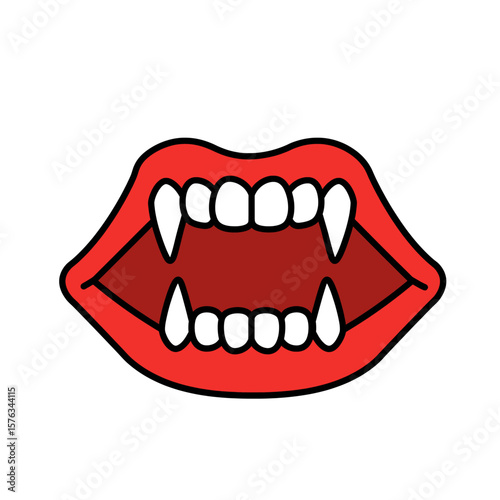 Vampire Fangs Symbol Red Flat Icon Clear Halloween Design