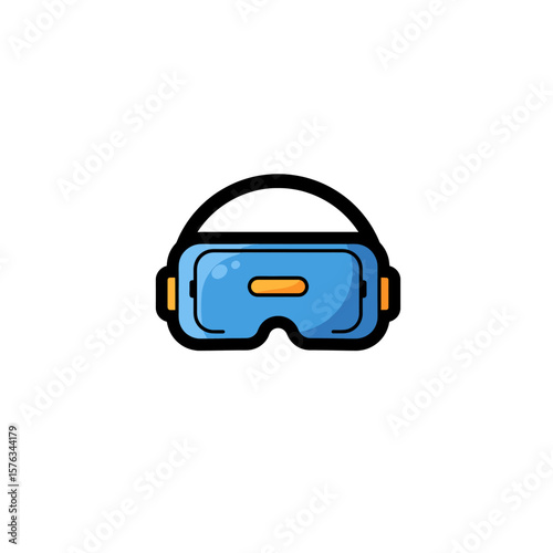 Blue and Orange VR Headset Icon Bold Black Outline Simple Design