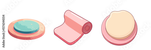 Set of Foam pad for stretching in bright clean pastel colors with smooth outline  