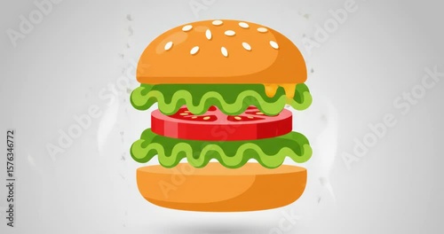Flat Icon Cheeseburger Stack Loop – National Cheeseburger Day