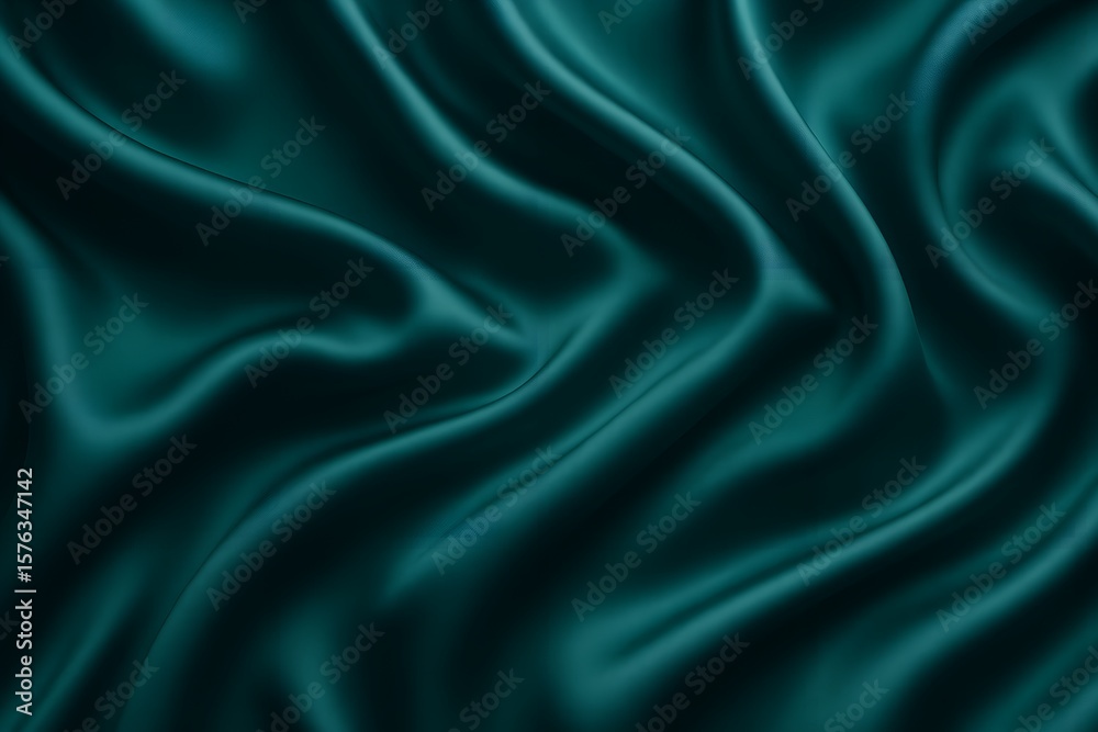 Fototapeta premium Teal Silk Fabric Texture Background