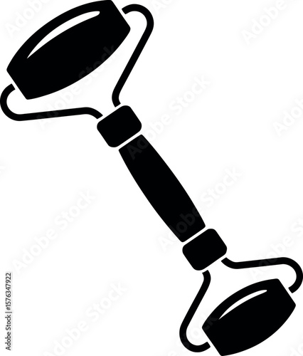 Jade Rollers/Facial Tools silhouette on white background