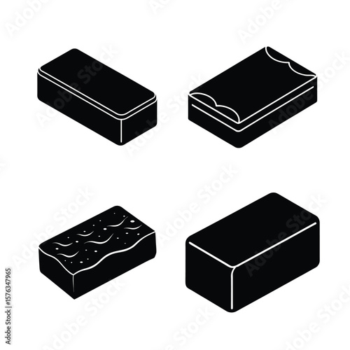 Soap bar Silhouette Icon Set Black Vector Graphic Isolated on White Background