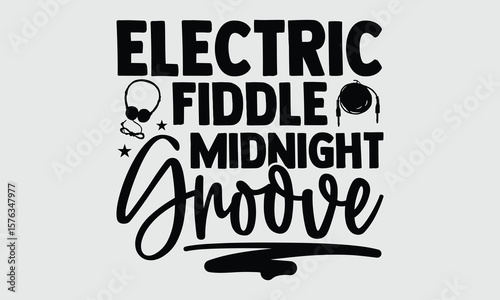 Electric Fiddle Midnight Groove- Electric Violin T-shirt Design, dynamic concept art in clean vector form. Perfect for music-themed apparel and merchandise.