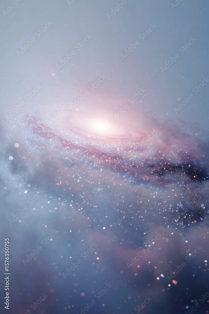 Fototapeta premium A mesmerizing cosmic dance of light and stardust, swirling galaxy against a gradient backdrop.