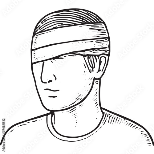Man with Bandage on Head - Injury Mental Health Illustration