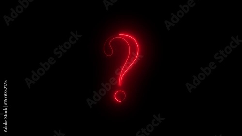 Question mark icon. problem sign. neon question mark icon animation on black background
