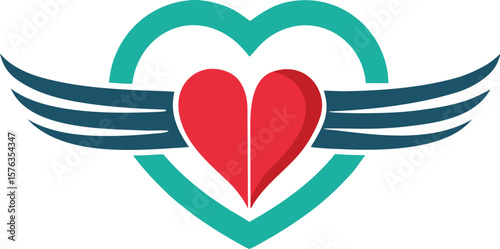 Heart with Wings Vector Design

