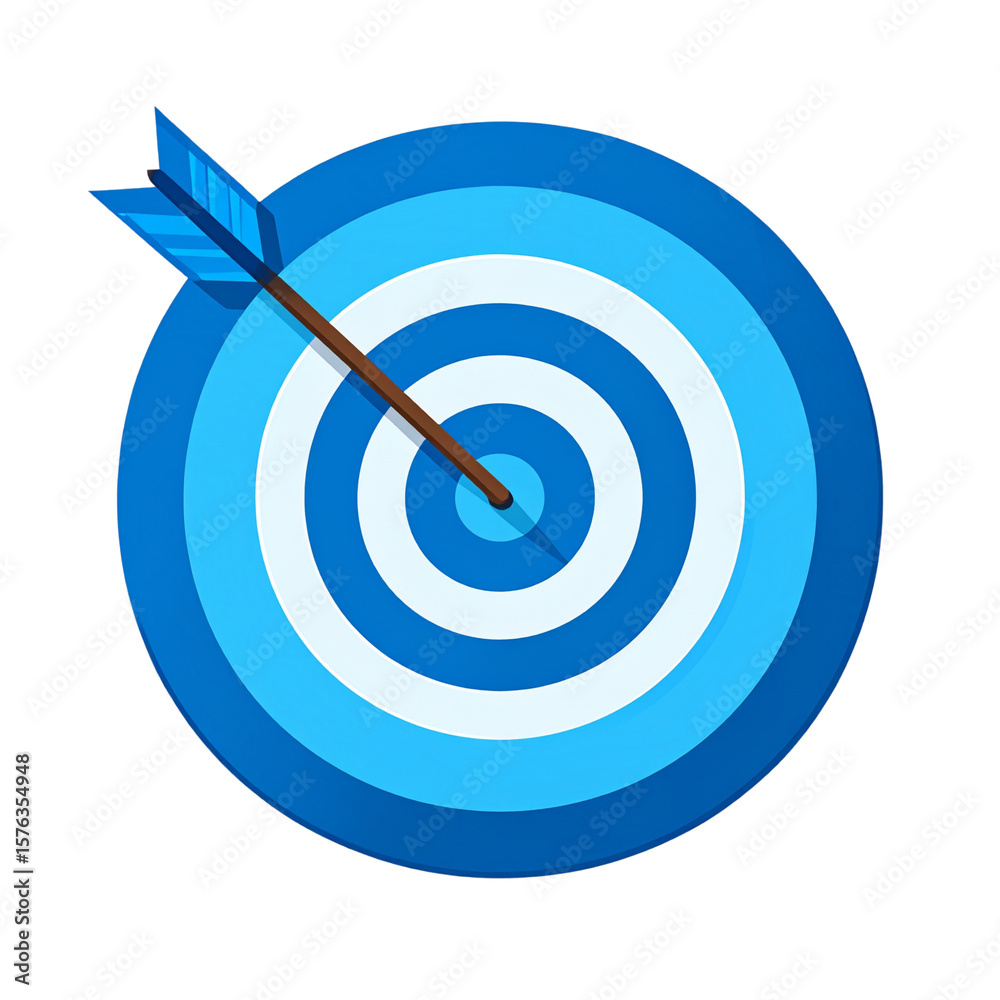 Flat Minimalist Blue Target Clipart with Diagonal Arrow, Isolated on Transparent Background Flat Minimalist Blue Target Clipart with Diagonal Arrow, Isolated on Transparent Background