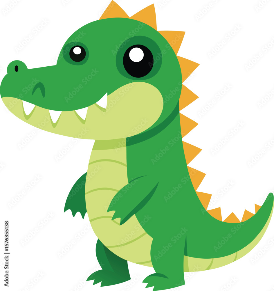 Naklejka premium Green Baby Crocodile Cartoon Vector