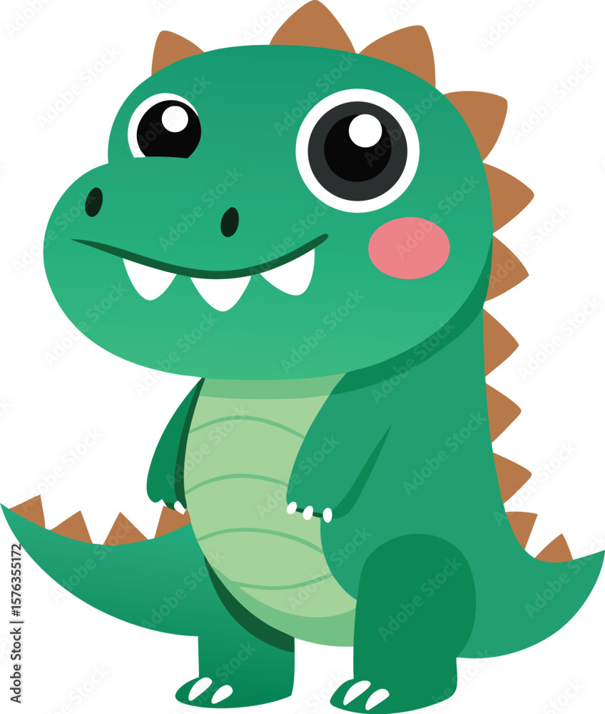 Obraz premium Smiling Cartoon Dinosaur Vector Art